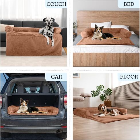 Petmaker Dog Bed - Plush Couch Covers for Dogs and Cats - Pet Bed for Large Pets - Dog Bed with Removable Washable Cover - Puppy Essentials (Beige) in Saudi Arabia