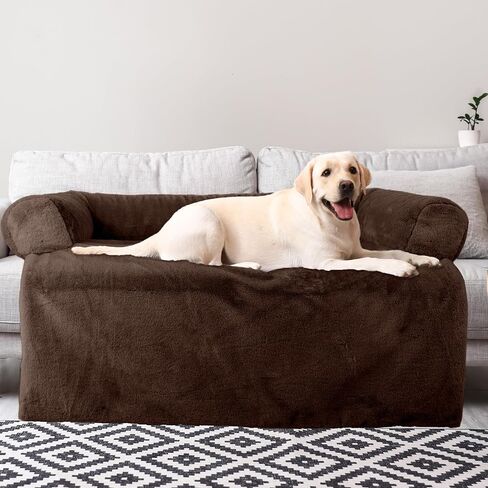 Petmaker Dog Bed - Plush Couch Covers for Dogs and Cats - Pet Bed for Large Pets - Dog Bed with Removable Washable Cover - Puppy Essentials (Beige) in Saudi Arabia