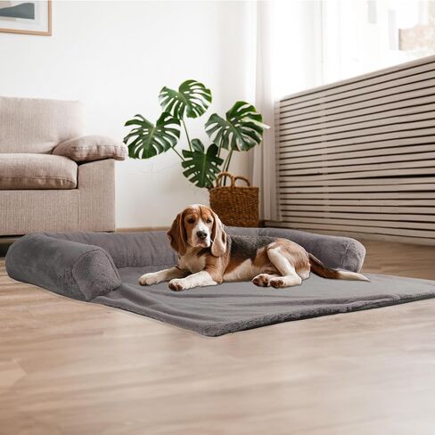 Petmaker Dog Bed - Plush Couch Covers for Dogs and Cats - Pet Bed for Large Pets - Dog Bed with Removable Washable Cover - Puppy Essentials (Beige) in Saudi Arabia
