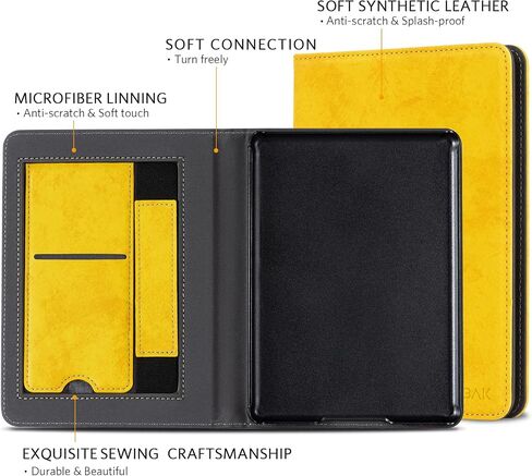 CoBak Case with Stand for Kindle Paperwhite - Durable PU Leather Cover with Auto Sleep Wake, Card Slot, Hand Strap Feature - Fits Kindle Paperwhite 11th Generation 6.8" Signature Edition 2021 Released in Saudi Arabia