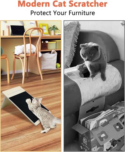 مبرد أظافر القطط من BNOSDM، منحدر الحيوانات الأليفة المائل للقطط، لوح خدش للقطط مع ورق صنفرة قابل للاستبدال، مبرد خدش خشبي للقطط، وسادة خدش للقطط والقطط in Kuwait