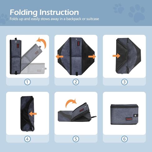 Portable Litter Box for Cats for Travel with Zipper Leak-Proof Lid, Double Carry Handles, Collapsible Litter Box for Cats, Waterproof. Includes Bonus Water Bowl+Scooper+Poop Bags (Gray,M) in Saudi Arabia