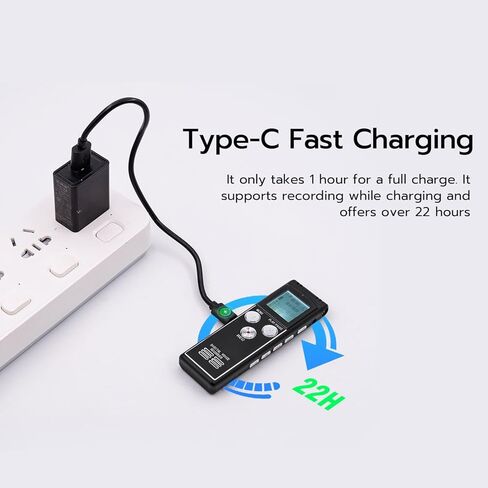 مسجل صوتي رقمي من Mcbazel سعة 64 جيجابايت مع تشغيل، مسجل صوت صغير محمول بدقة 1536 كيلو بايت في الثانية للمقابلات/الاجتماعات/الفصول الدراسية/تكرار A-B، جهاز تسجيل صوتي لمدة 5000 ساعة in Kuwait