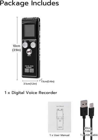 مسجل صوتي رقمي من Mcbazel سعة 64 جيجابايت مع تشغيل، مسجل صوت صغير محمول بدقة 1536 كيلو بايت في الثانية للمقابلات/الاجتماعات/الفصول الدراسية/تكرار A-B، جهاز تسجيل صوتي لمدة 5000 ساعة in Kuwait