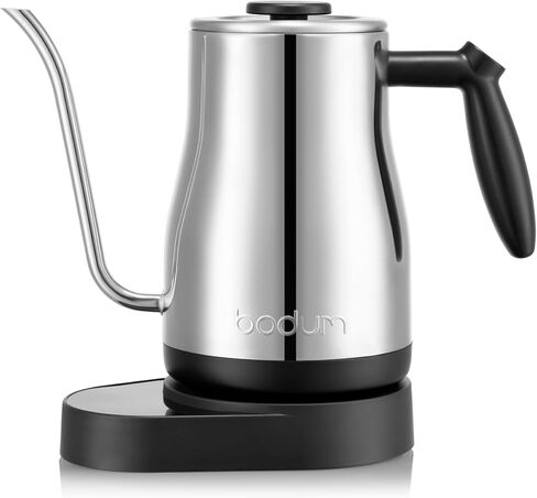 غلاية مياه كهربائية Bodum 34 أونصة Bistro Gooseneck، صب فوق القهوة والشاي، التحكم في درجة الحرارة مع شاشة Wi-Fi، فولاذ مقاوم للصدأ مصقول in Kuwait