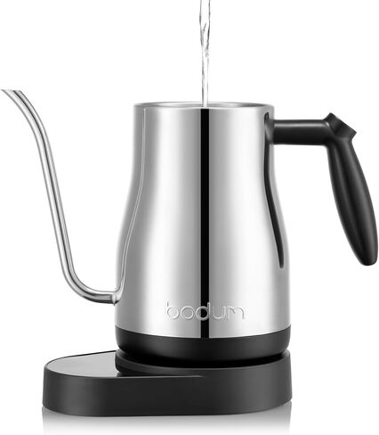 غلاية مياه كهربائية Bodum 34 أونصة Bistro Gooseneck، صب فوق القهوة والشاي، التحكم في درجة الحرارة مع شاشة Wi-Fi، فولاذ مقاوم للصدأ مصقول in Kuwait