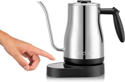 غلاية مياه كهربائية Bodum 34 أونصة Bistro Gooseneck، صب فوق القهوة والشاي، التحكم في درجة الحرارة مع شاشة Wi-Fi، فولاذ مقاوم للصدأ مصقول in Kuwait