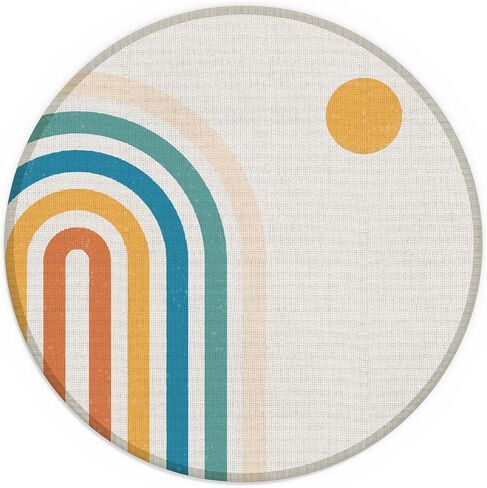 Boho Nordic Sun Abstract Black Sunshine Small Mouse Pad 7.9x7.9 Inches,Washable Round Cloth Mousepad for Office Laptop Computer,Non-Slip Rubber Base Mouse Pads for Wireless Mouse, Boho Lovers Gifts in Saudi Arabia
