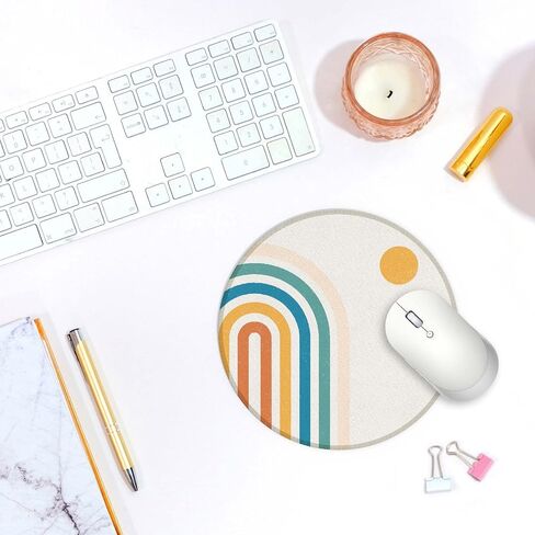 Boho Nordic Sun Abstract Black Sunshine Small Mouse Pad 7.9x7.9 Inches,Washable Round Cloth Mousepad for Office Laptop Computer,Non-Slip Rubber Base Mouse Pads for Wireless Mouse, Boho Lovers Gifts in Saudi Arabia