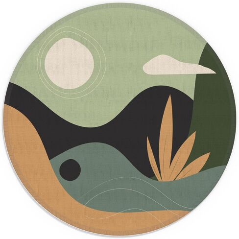 Boho Nordic Sun Abstract Black Sunshine Small Mouse Pad 7.9x7.9 Inches,Washable Round Cloth Mousepad for Office Laptop Computer,Non-Slip Rubber Base Mouse Pads for Wireless Mouse, Boho Lovers Gifts in Saudi Arabia