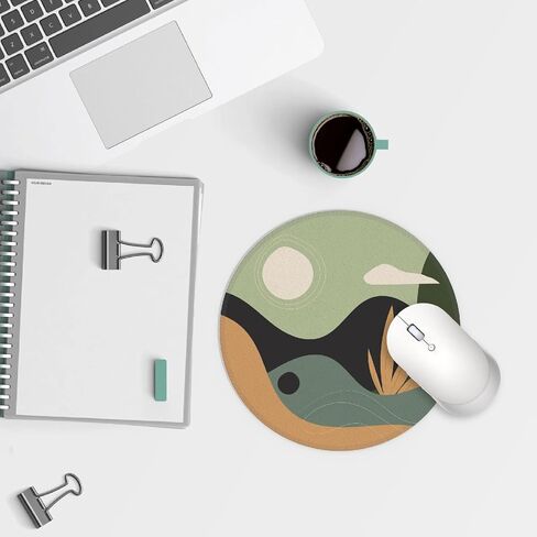 Boho Nordic Sun Abstract Black Sunshine Small Mouse Pad 7.9x7.9 Inches,Washable Round Cloth Mousepad for Office Laptop Computer,Non-Slip Rubber Base Mouse Pads for Wireless Mouse, Boho Lovers Gifts in Saudi Arabia