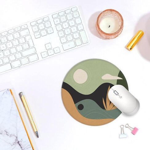 Boho Nordic Sun Abstract Black Sunshine Small Mouse Pad 7.9x7.9 Inches,Washable Round Cloth Mousepad for Office Laptop Computer,Non-Slip Rubber Base Mouse Pads for Wireless Mouse, Boho Lovers Gifts in Saudi Arabia