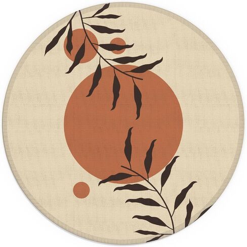 Boho Nordic Sun Abstract Black Sunshine Small Mouse Pad 7.9x7.9 Inches,Washable Round Cloth Mousepad for Office Laptop Computer,Non-Slip Rubber Base Mouse Pads for Wireless Mouse, Boho Lovers Gifts in Saudi Arabia