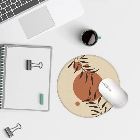 Boho Nordic Sun Abstract Black Sunshine Small Mouse Pad 7.9x7.9 Inches,Washable Round Cloth Mousepad for Office Laptop Computer,Non-Slip Rubber Base Mouse Pads for Wireless Mouse, Boho Lovers Gifts in Saudi Arabia