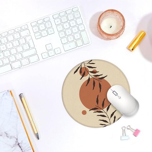Boho Nordic Sun Abstract Black Sunshine Small Mouse Pad 7.9x7.9 Inches,Washable Round Cloth Mousepad for Office Laptop Computer,Non-Slip Rubber Base Mouse Pads for Wireless Mouse, Boho Lovers Gifts in Saudi Arabia