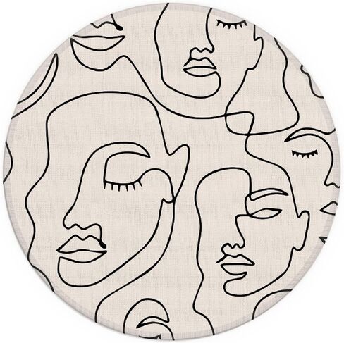 Boho Nordic Sun Abstract Black Sunshine Small Mouse Pad 7.9x7.9 Inches,Washable Round Cloth Mousepad for Office Laptop Computer,Non-Slip Rubber Base Mouse Pads for Wireless Mouse, Boho Lovers Gifts in Saudi Arabia