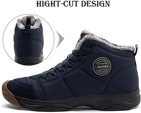 UPSOLO Mens Winter Trekking Snow Boots Water Resistant Shoes Anti-Slip Fully Fur Lined Casual Lightweight Hiking Boot in Saudi Arabia