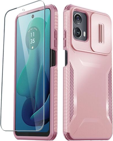 for Motorola Moto G 5G 2024 Case with 1 Screen Protector, Built-in Slide Camera Cover, Military Grade Drop Protection, Heavy Duty Rugged Shockproof Protective Phone Cover, Black in Saudi Arabia