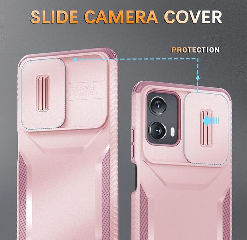 for Motorola Moto G 5G 2024 Case with 1 Screen Protector, Built-in Slide Camera Cover, Military Grade Drop Protection, Heavy Duty Rugged Shockproof Protective Phone Cover, Black in Saudi Arabia