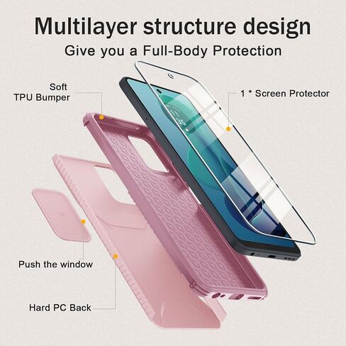 for Motorola Moto G 5G 2024 Case with 1 Screen Protector, Built-in Slide Camera Cover, Military Grade Drop Protection, Heavy Duty Rugged Shockproof Protective Phone Cover, Black in Saudi Arabia