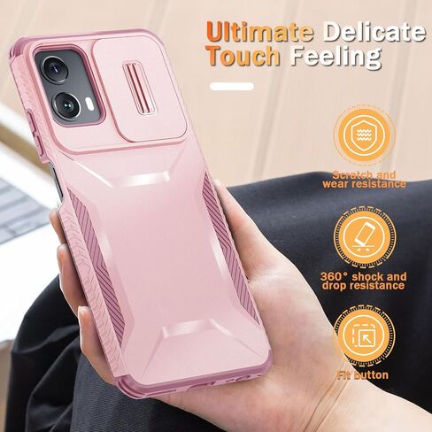 for Motorola Moto G 5G 2024 Case with 1 Screen Protector, Built-in Slide Camera Cover, Military Grade Drop Protection, Heavy Duty Rugged Shockproof Protective Phone Cover, Black in Saudi Arabia