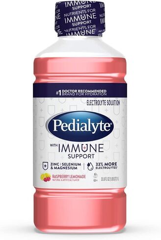 Pedialyte with Immune Support Electrolyte Solution, Grape, Hydration Drink with Zinc, Selenium, and Magnesium, 1 Liter, Pack of 4 in Kuwait