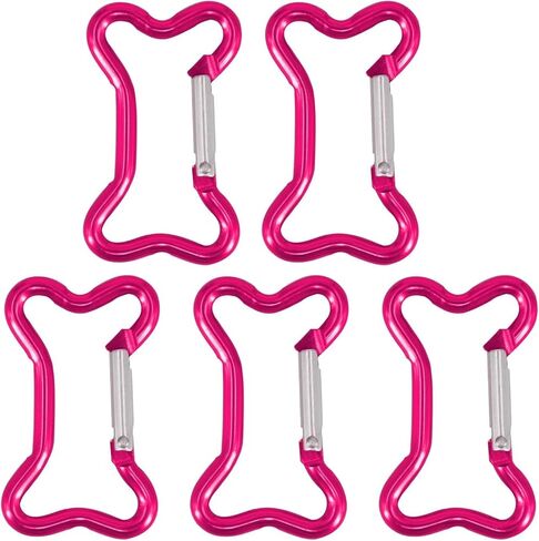 5Pcs Rose Red Hook Clip KeyRings Metal Carabiner Keychains Buckle Hardware Bone Shape Spring Clasps Aluminum Alloy Spring Snapping Safety and Survival in Saudi Arabia