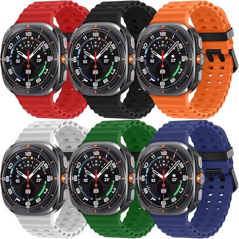 6 قطع من سوار الساعة المتوافق مع ساعة سامسونج جالاكسي الترا 47 ملم (2024)، حزام بديل مرن قابل للتعديل وقابل للتنفس لساعة سامسونج جالاكسي 7 الترا للنساء والرجال in Kuwait