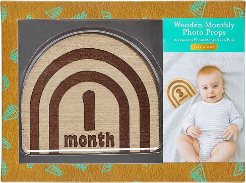 Kate & Milo Wooden Milestone Props, Baby Monthly Photo Discs, Newborn Keepsake Photos, New and Expecting Parents Gift, Rainbow in Saudi Arabia