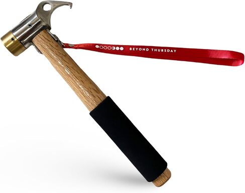 Heavy Duty Tent Stake Hammer & Puller Steel Head & Solid Wood Handle with Cushion Grip - Safety Strap, Copper in Saudi Arabia