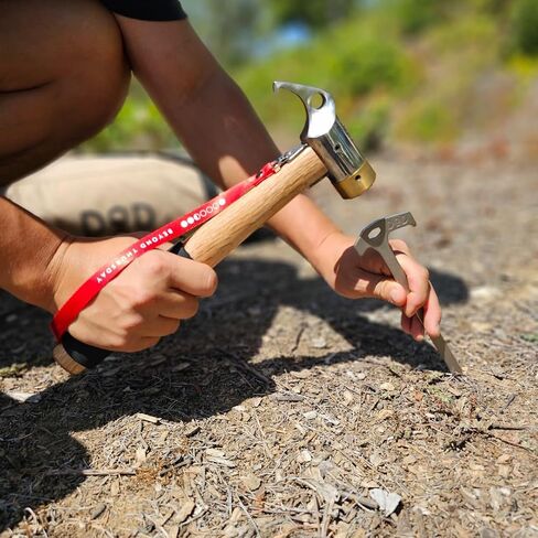 Heavy Duty Tent Stake Hammer & Puller Steel Head & Solid Wood Handle with Cushion Grip - Safety Strap, Copper in Saudi Arabia