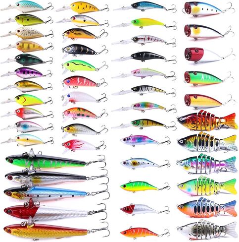 Fishing Lures Kit Mix Includes Minnow Popper Crankbait and Fish Hook for Fishing Saltwater Freshwater Trout Bass Salmon in Saudi Arabia