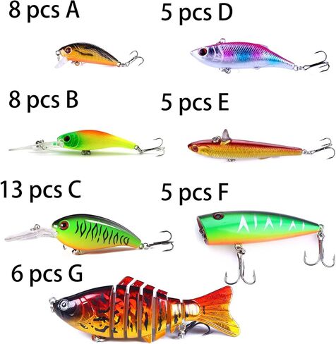 Fishing Lures Kit Mix Includes Minnow Popper Crankbait and Fish Hook for Fishing Saltwater Freshwater Trout Bass Salmon in Saudi Arabia