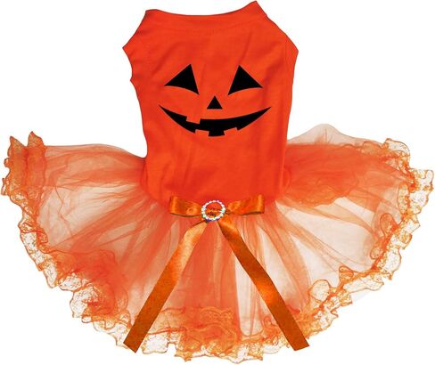 Petitebella Pumpkin Face Puppy Dog Dress (Orange/Orange, Medium) in Kuwait