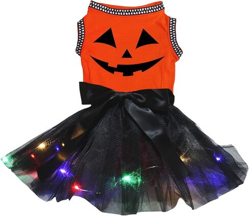 Petitebella Pumpkin Face Puppy Dog Dress (Orange/Orange, Medium) in Kuwait