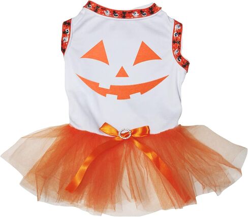 Petitebella Pumpkin Face Puppy Dog Dress (Orange/Orange, Medium) in Kuwait