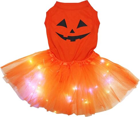 Petitebella Pumpkin Face Puppy Dog Dress (Orange/Orange, Medium) in Kuwait