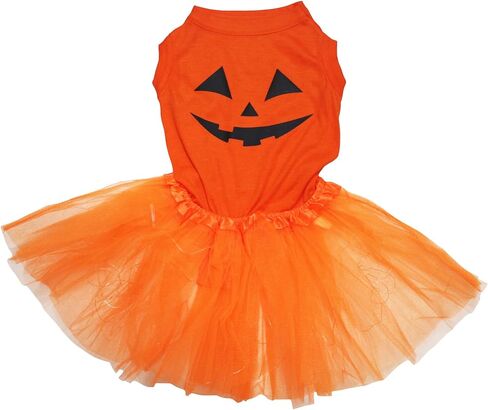 Petitebella Pumpkin Face Puppy Dog Dress (Orange/Orange, Medium) in Kuwait