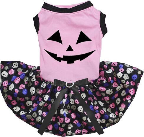 Petitebella Pumpkin Face Puppy Dog Dress (Orange/Orange, Medium) in Kuwait