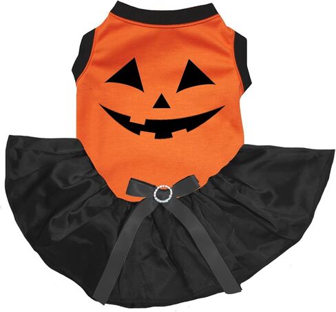 Petitebella Pumpkin Face Puppy Dog Dress (Orange/Orange, Medium) in Kuwait