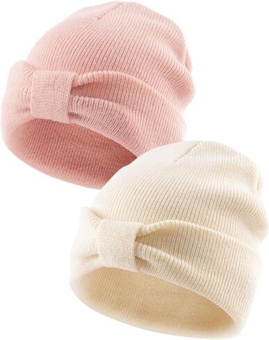 FURTALK Baby Beanie Winter Hat Knitted Warm Hat with Cute Bow Infant Toddler Cuffed Beanies in Kuwait