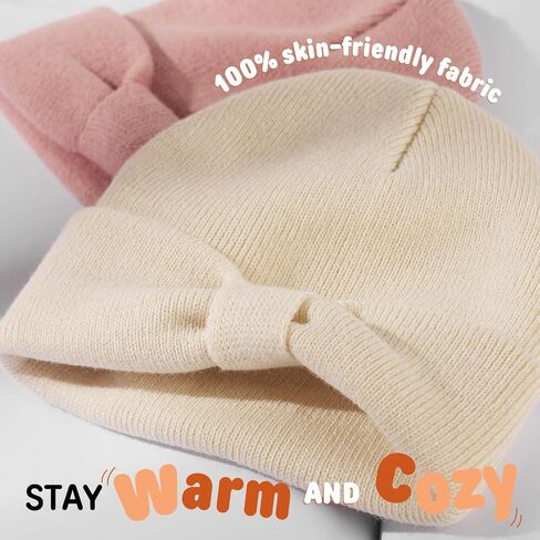 FURTALK Baby Beanie Winter Hat Knitted Warm Hat with Cute Bow Infant Toddler Cuffed Beanies in Kuwait