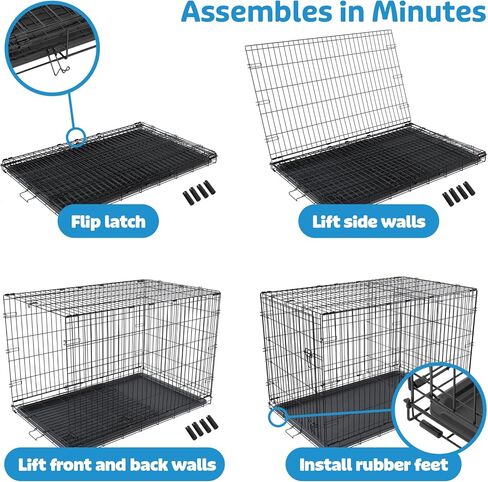 RAMPART Essentials Series Dog Crate with Single Door, Double Latch Door, and Removable Plastic Crate Tray 30 Inch Dog Crate Best Fits Pets with an Adult Weight up to 40 LBS in Saudi Arabia