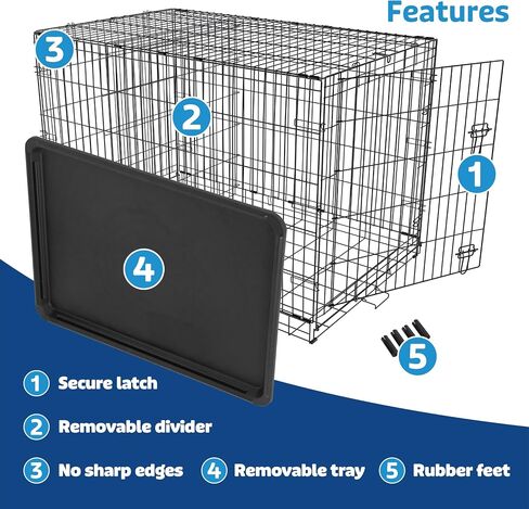 RAMPART Essentials Series Dog Crate with Single Door, Double Latch Door, and Removable Plastic Crate Tray 30 Inch Dog Crate Best Fits Pets with an Adult Weight up to 40 LBS in Saudi Arabia