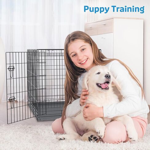 RAMPART Essentials Series Dog Crate with Single Door, Double Latch Door, and Removable Plastic Crate Tray 30 Inch Dog Crate Best Fits Pets with an Adult Weight up to 40 LBS in Saudi Arabia