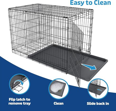RAMPART Essentials Series Dog Crate with Single Door, Double Latch Door, and Removable Plastic Crate Tray 30 Inch Dog Crate Best Fits Pets with an Adult Weight up to 40 LBS in Saudi Arabia
