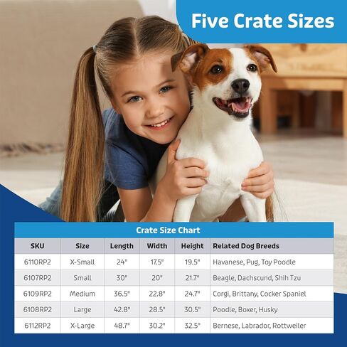 RAMPART Essentials Series Dog Crate with Single Door, Double Latch Door, and Removable Plastic Crate Tray 30 Inch Dog Crate Best Fits Pets with an Adult Weight up to 40 LBS in Saudi Arabia