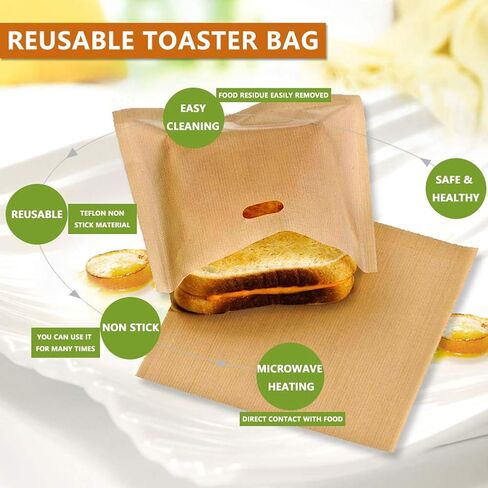 Non Stick Toaster Bags Reusable and Heat Resistant Easy to Clean,Perfect for Grilled Cheese Sandwiches (4) in Saudi Arabia