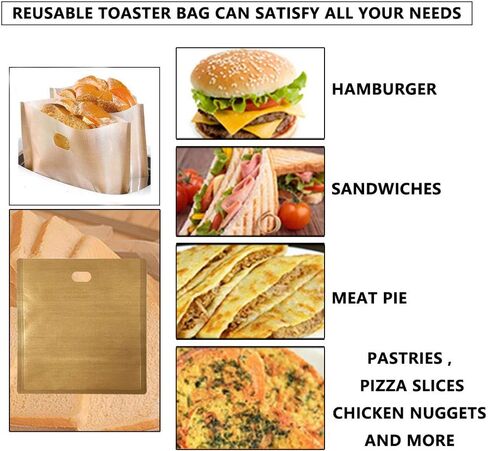 Non Stick Toaster Bags Reusable and Heat Resistant Easy to Clean,Perfect for Grilled Cheese Sandwiches (4) in Saudi Arabia