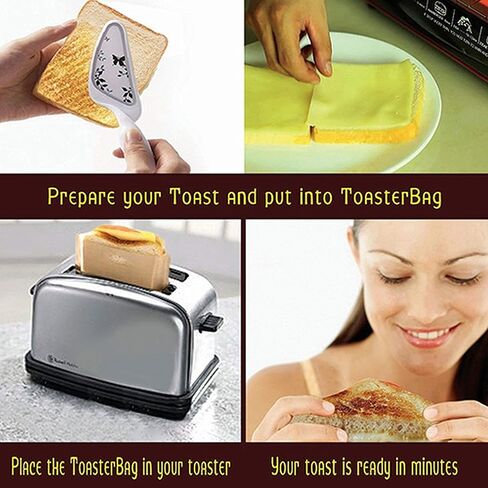 Non Stick Toaster Bags Reusable and Heat Resistant Easy to Clean,Perfect for Grilled Cheese Sandwiches (4) in Saudi Arabia